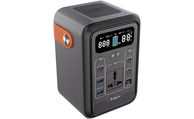 Toby's TBS-60A Portable Power Station, 60,000mAh Battery Capacity, Multi-Charging Support, AC Power Inverter, Dual Lighting Modes, Ideal for Vehicles, Gadgets, and Outdoor Equipment, Black